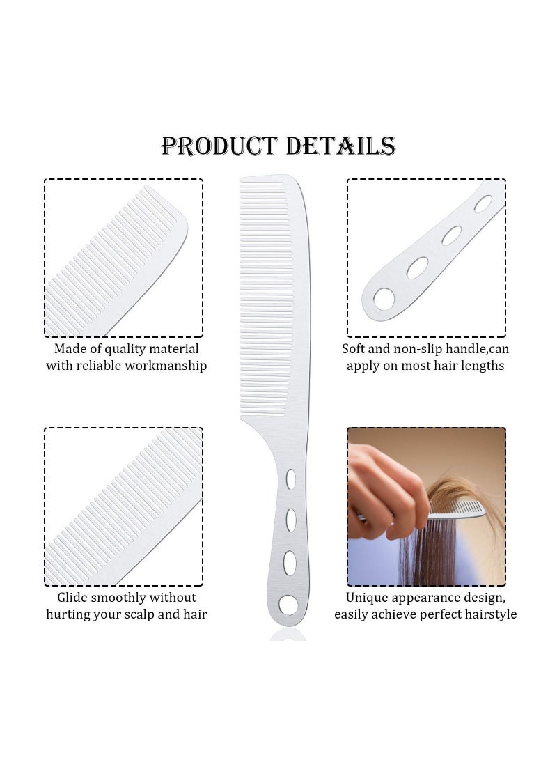 Y&D 2 Pieces Stainless Steel Metal Silver Rat Tail Combs Hair Styling Cutting Comb - Image 4