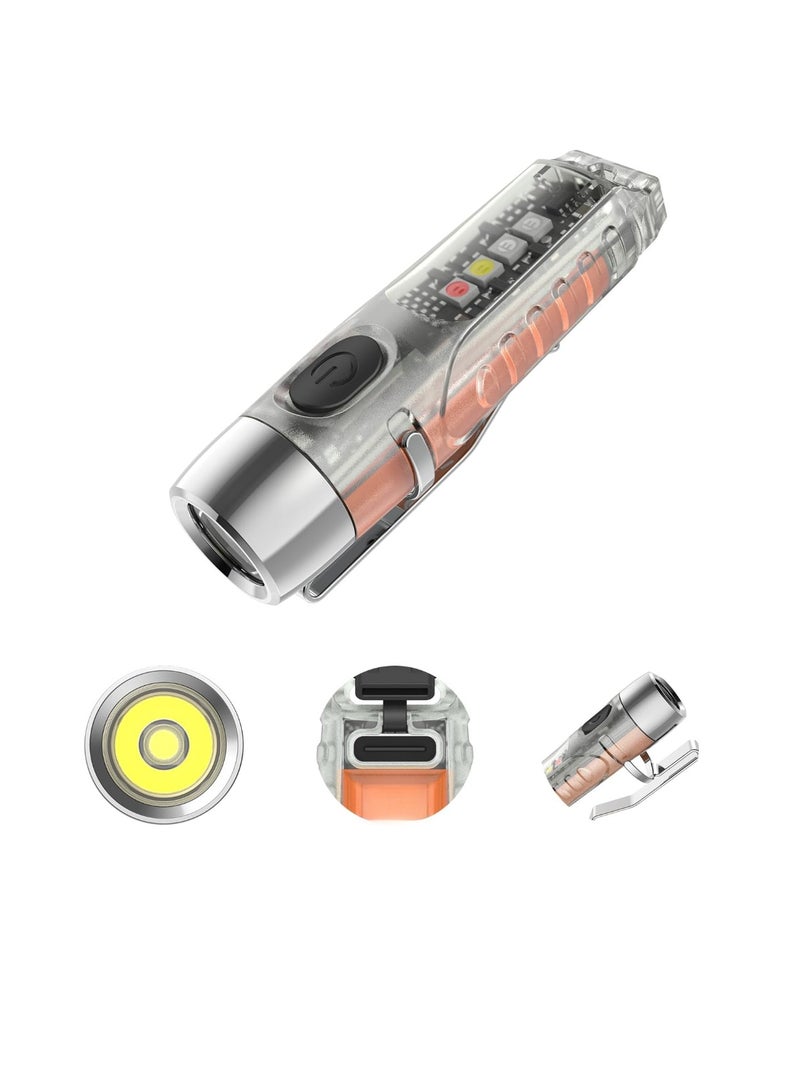 Keychain Flashlight, Rechargeable High Lumen EDC Flashlight, Portable Multifunction Super Bright COB Light, Lightweight And Durable Mini Flashlight, (1pc, Fluorescent White) - Image 1