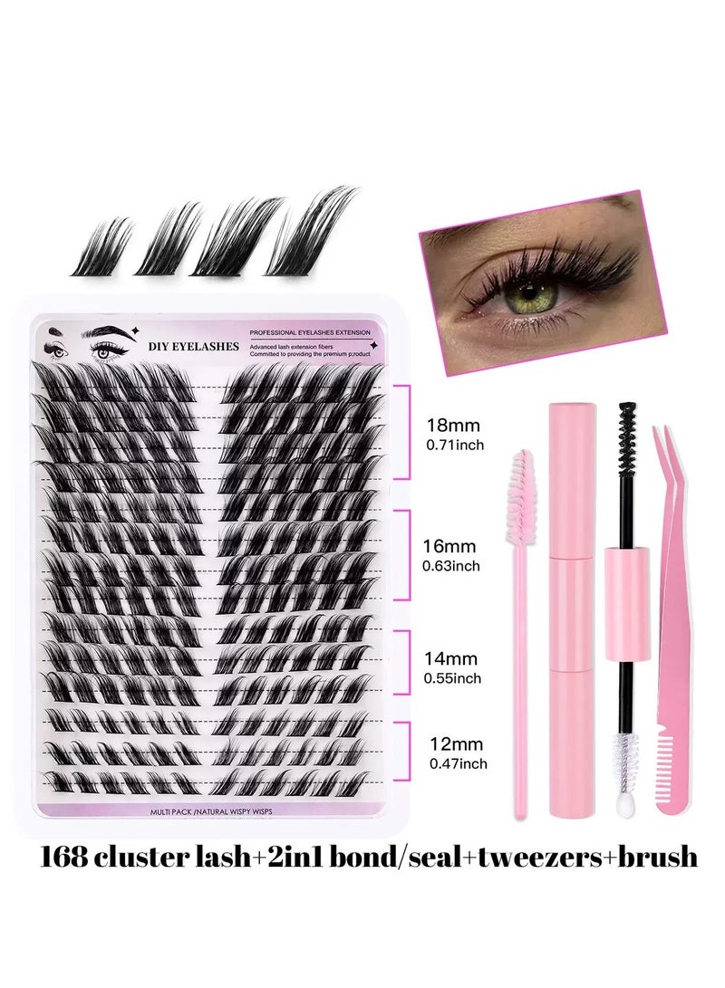 BOSART 168 Clusters of Dense Feathered Segmented False Eyelashes, 12-18mm Single Cluster Lashes, Perfect for Creating Natural and Enchanting Eyes, Suitable for Daily Makeup and Special Occasions. - Image 4
