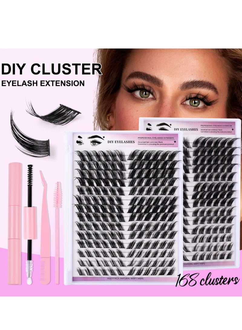 BOSART 168 Clusters of Dense Feathered Segmented False Eyelashes, 12-18mm Single Cluster Lashes, Perfect for Creating Natural and Enchanting Eyes, Suitable for Daily Makeup and Special Occasions. - Image 1