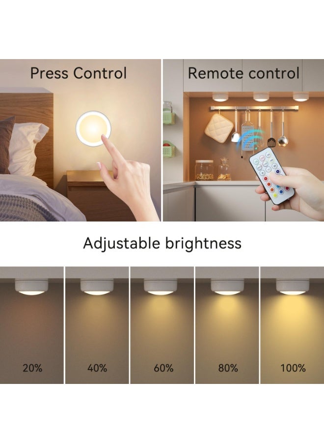 FDTY lights with Remote Control, Battery Operated LED Push Light Wireless, 13 Color RGB - for Closet, Bedroom Wall, Under Cabinet, Battery Powered Puck Lights. Convenient 3M Stick On, 6 Pack - Image 3