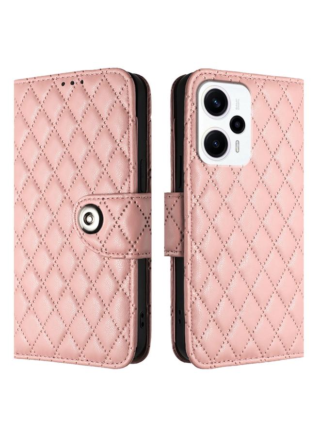 اس-توب جراب هاتف Redmi K50i من الجلد القابل للطي ذو الملمس المعيني مع حبل تعليق - Image 2