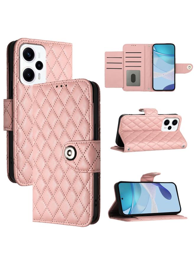 اس-توب جراب هاتف Redmi K50i من الجلد القابل للطي ذو الملمس المعيني مع حبل تعليق - Image 1