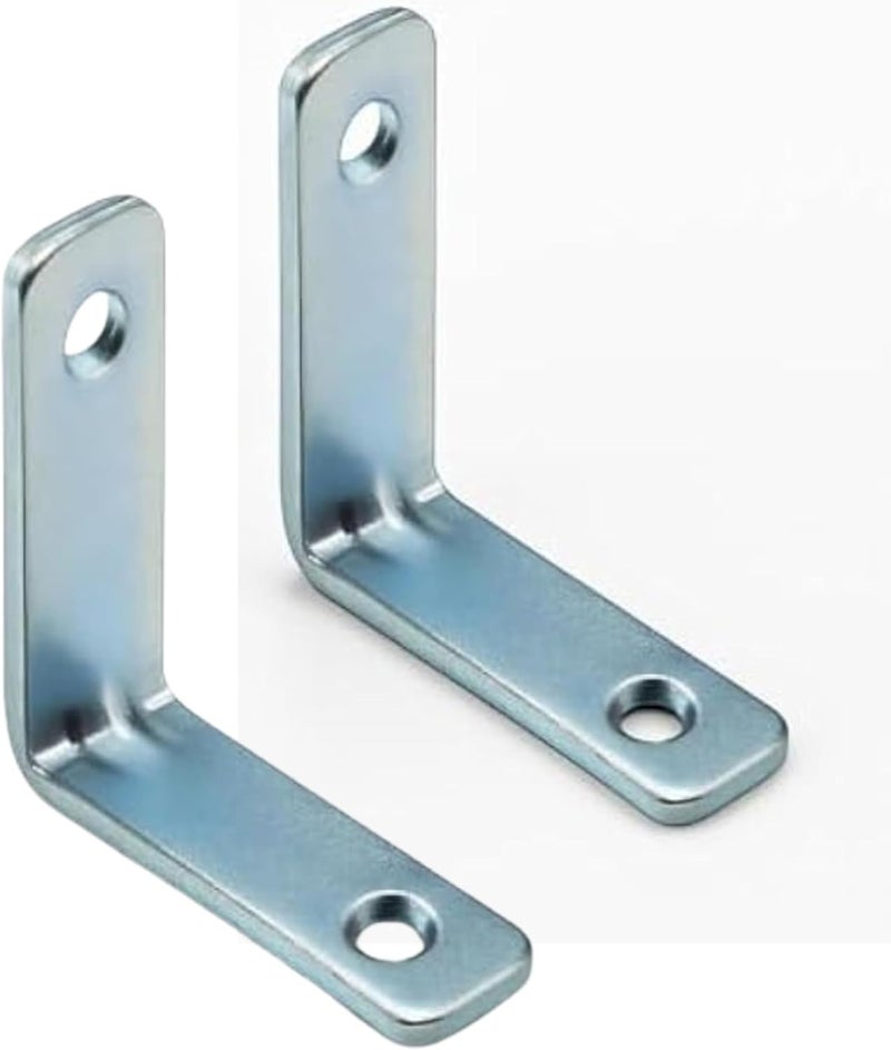 Fitto Angle Bracket L Bracket Pack of 2 - Metal Corner Brace Shelf Support with Pre-Drilled Holes for DIY, Furniture Repair & Wall Mounting - Image 1