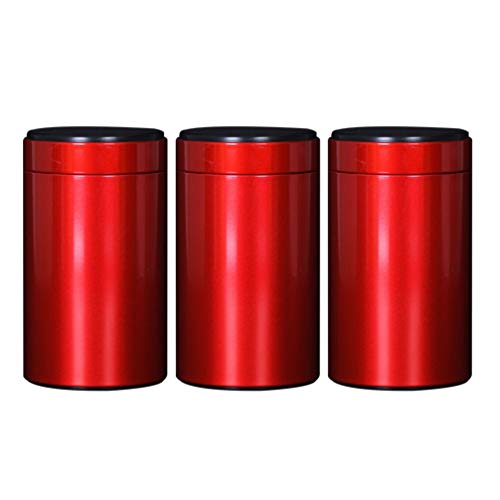 EXCEART 3PCS Stainless steel canister sets cereal container great for sugar coffee tea flour storage (Red) - Image 1