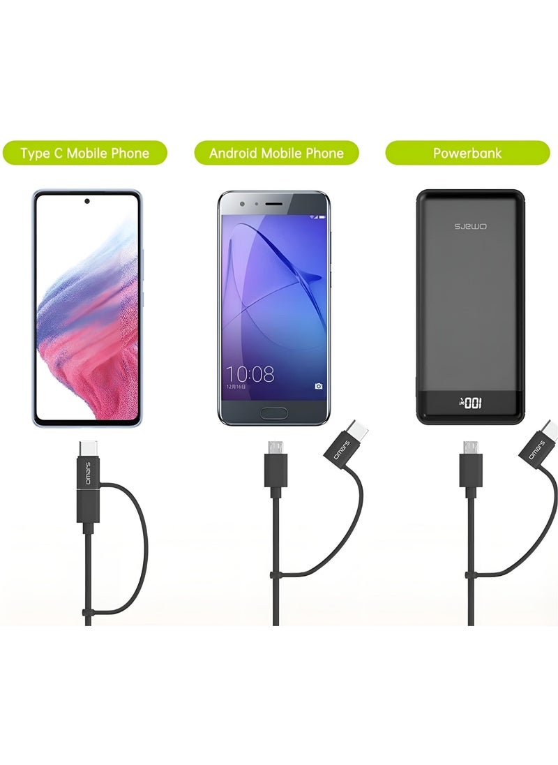 omars - 2 in 1 Type-C Micro USB Charging and Data Cable 1.2 Meter - Image 1