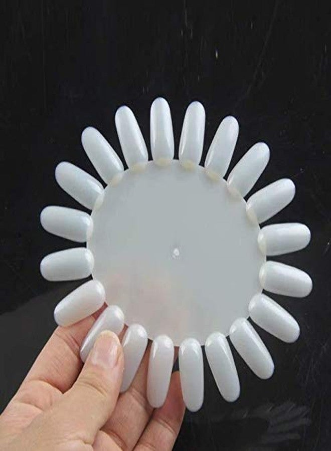 LASSUM 10 PCS Acrylic Wheel False Nail Art Tips Practice Display Nail Art Tool (Ivory-White) - Image 3