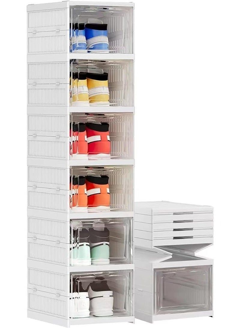 زوبا صندوق تخزين أحذية من 6 طبقات مع باب شفاف منظم أحذية بلاستيكي قابل للطي للخزانة، بدون تجميع، رف أحذية، خزانة مع أغطية، حاوية أحذية رياضية للنساء والرجال - Image 1