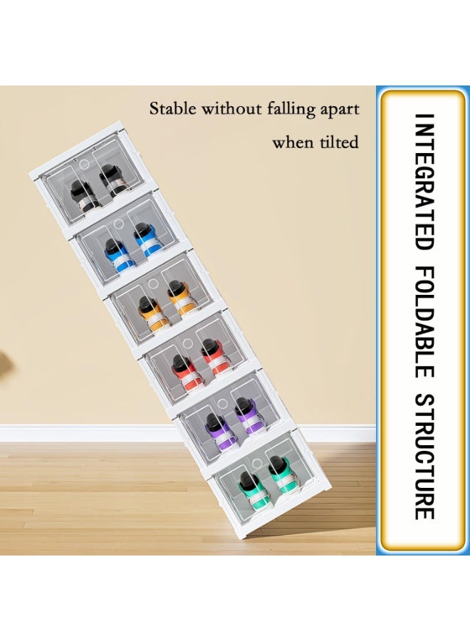 زوبا صندوق تخزين أحذية من 6 طبقات مع باب شفاف منظم أحذية بلاستيكي قابل للطي للخزانة، بدون تجميع، رف أحذية، خزانة مع أغطية، حاوية أحذية رياضية للنساء والرجال - Image 3