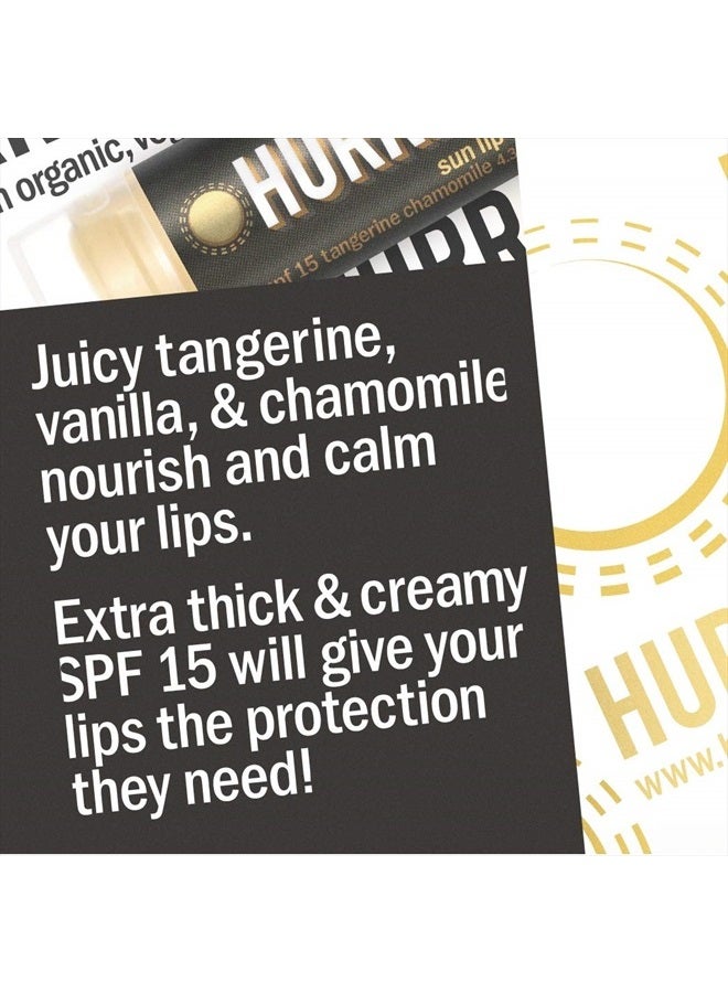 Hurraw! Sun Lip Balm (Zinc Oxide Protection, Broad Spectrum SPF 15, Tangerine, Chamomile), 5 Pack: Organic, Certified Vegan, Gluten Free. Non-GMO, All-Natural. Bee, Shea, Soy & Palm Free. Made in USA
