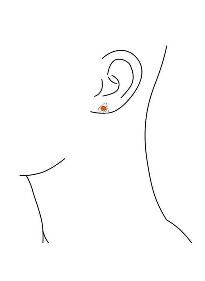 BLING JEWELRY - Bff Irish Triquetra Celtic Trinity Love Knot Orange Amber Gemstone Stud Earrings For Women Teen .925 Sterling Silver Polished Finish (13Mm) - Image 1