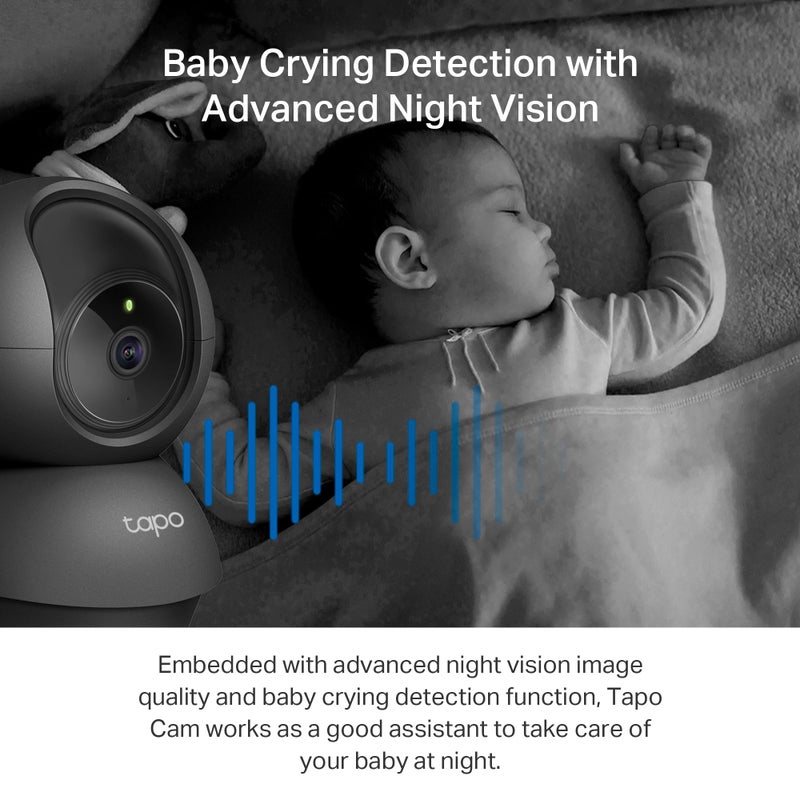 Tapo 2K Indoor Pan/Tilt Wired Security Camera - Works as a Baby Monitor & Pet Camera, Motion Detection, 2-Way Audio, Siren, Night Vision, No-Subscription Local Storage or Optional Cloud, C211 (2-Pack) - Image 5