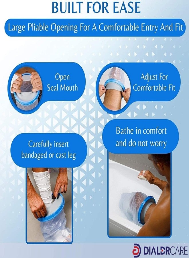 DIALDRCARE غطاء جبس مقاوم للماء للبالغين من ديالدر كير، ضمادات قابلة لإعادة الاستخدام، واقي جاف للاستحمام (واقي جبس الساق) - Image 3