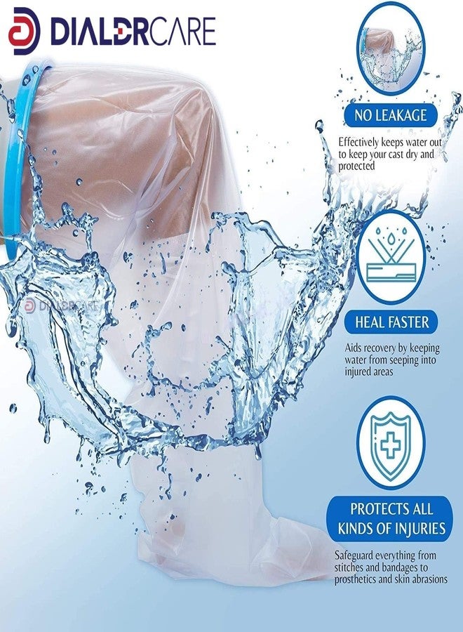 DIALDRCARE غطاء جبس مقاوم للماء للبالغين من ديالدر كير، ضمادات قابلة لإعادة الاستخدام، واقي جاف للاستحمام (واقي جبس الساق) - Image 4