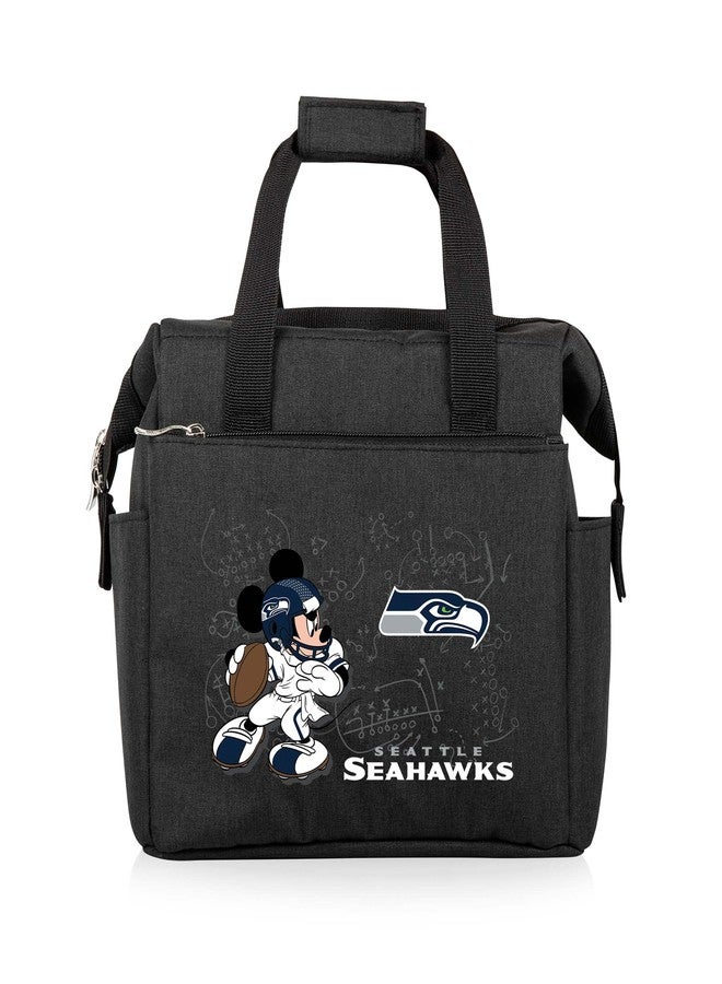 PICNIC TIME NFL Mickey Seattle Seahawks On The Go Lunch Bag - Soft Cooler Lunch Box - Insulated Lunch Bag, (Black) - Image 1