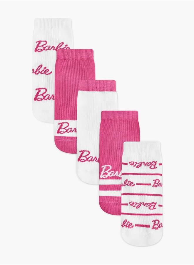 باربي Girls Print Non-Terry Ankle Length Socks - Set of 5