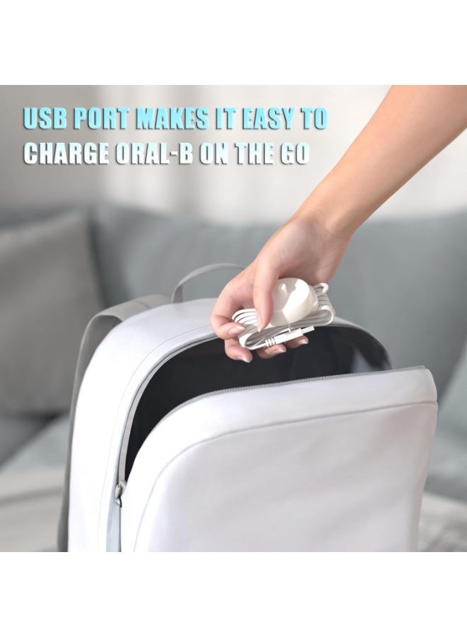 شابية شاحن USB لفرشاة الأسنان الكهربائية Braun Oral-B 3757، قاعدة شحن استقرائية، محطة شحن محمولة، Oral-B IP67 مقاومة للماء، سلك طاقة محمول 5 فولت. - Image 3