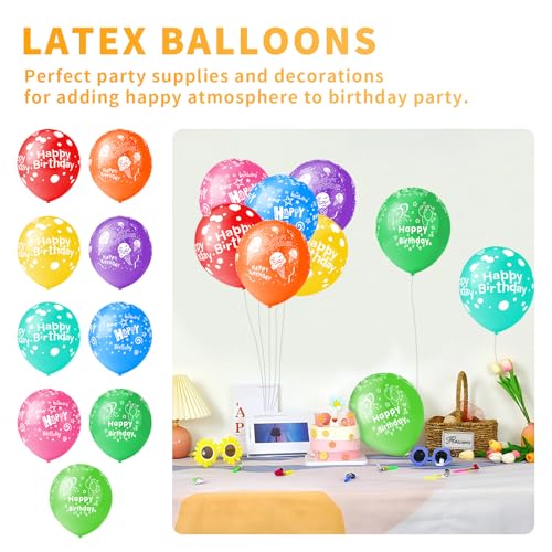 PeStary 50pcs 12inch Happy Birthday Balloons for Men&Women, Assorted Balloons for Party, Beautiful Flowers Printed Decoration (Birthday) - Image 2