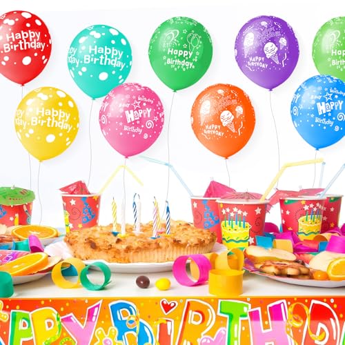 PeStary 50pcs 12inch Happy Birthday Balloons for Men&Women, Assorted Balloons for Party, Beautiful Flowers Printed Decoration (Birthday) - Image 5