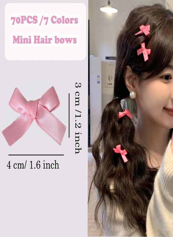 SALOCY 70PCS Mini Hair Bows for Women Girls,Pink Bows for Hair Red Hair Bows Ribbon Bowknots Hairclips Pink Ribbon Bows Black Satin Bow Hair Clips for Hair Design - Image 3