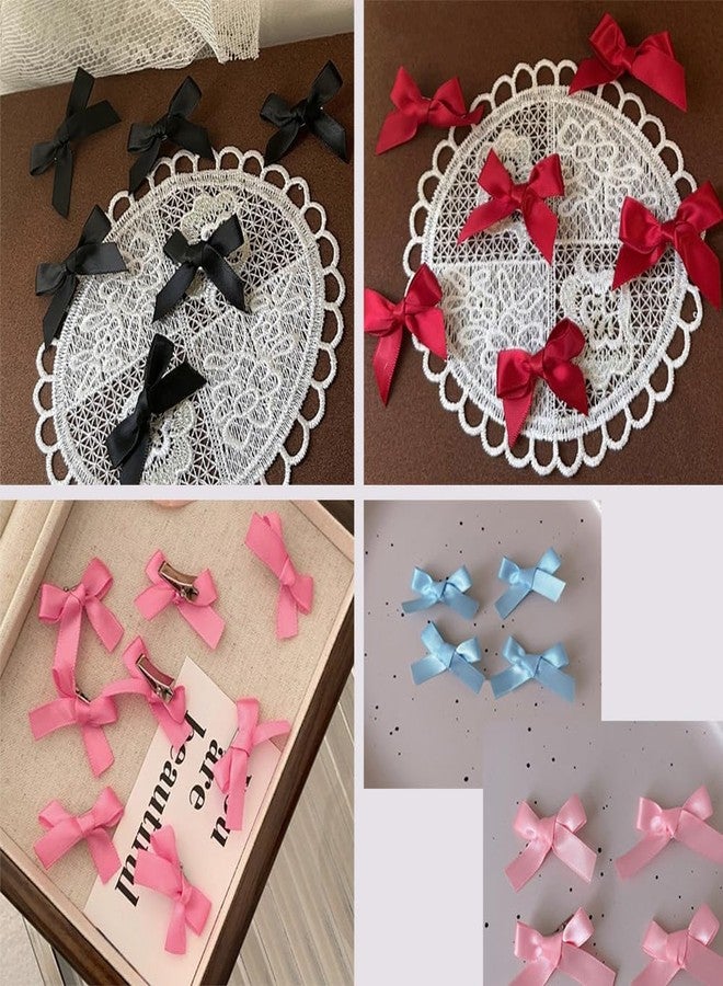 SALOCY 70PCS Mini Hair Bows for Women Girls,Pink Bows for Hair Red Hair Bows Ribbon Bowknots Hairclips Pink Ribbon Bows Black Satin Bow Hair Clips for Hair Design - Image 5