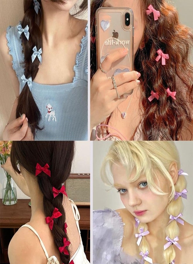 SALOCY 70PCS Mini Hair Bows for Women Girls,Pink Bows for Hair Red Hair Bows Ribbon Bowknots Hairclips Pink Ribbon Bows Black Satin Bow Hair Clips for Hair Design - Image 4