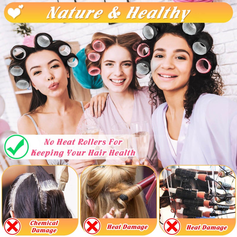 Tetutor 6 Size Hair Rollers for Women, 62 Pcs Rollers Hair Curlers for Blowout Look Long Medium Short Hair, Jumbo Large Medium Small Self Grip Curlers with 36 Roller 24 Clips 1 Storage Bag - Image 4