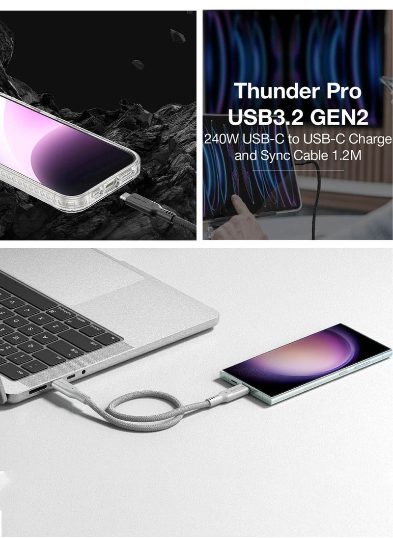 AMAZINGthing - Thunder Pro USB-C to USB-C cable USB 3.2 Gen 2 PD Fast Charge 240W  Data Sync 20 Gbps Ultra HD 4k 60Hz [1.2 Meter] - Grey - Image 1