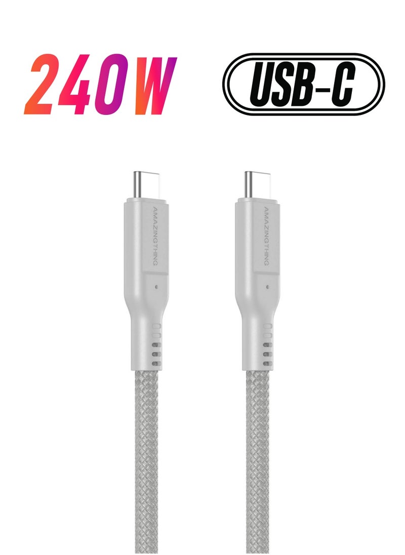 AMAZINGthing - Thunder Pro USB-C to USB-C cable USB 3.2 Gen 2 PD Fast Charge 240W  Data Sync 20 Gbps Ultra HD 4k 60Hz [1.2 Meter] - Grey - Image 1