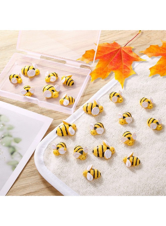ميكيميكي MIKIMIQI 40 قطعة من زينة النحل الصغيرة المصنوعة من الراتنج مع صندوق تخزين لديكور حفلات سكرابوكينغ وإكليل الزهور والمنزل، 0.98 بوصة، 0.74 بوصة، 0.55 بوصة - Image 5