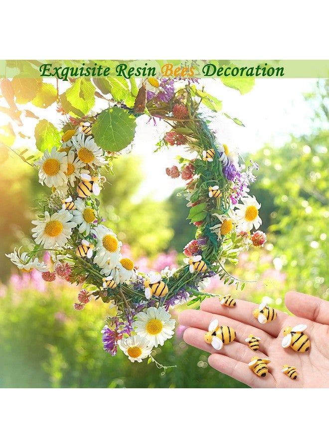 ميكيميكي MIKIMIQI 40 قطعة من زينة النحل الصغيرة المصنوعة من الراتنج مع صندوق تخزين لديكور حفلات سكرابوكينغ وإكليل الزهور والمنزل، 0.98 بوصة، 0.74 بوصة، 0.55 بوصة - Image 3