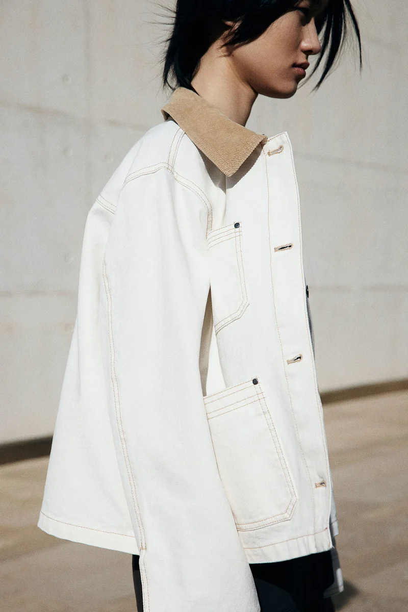 اتش اند ام Corduroy-collar denim jacket