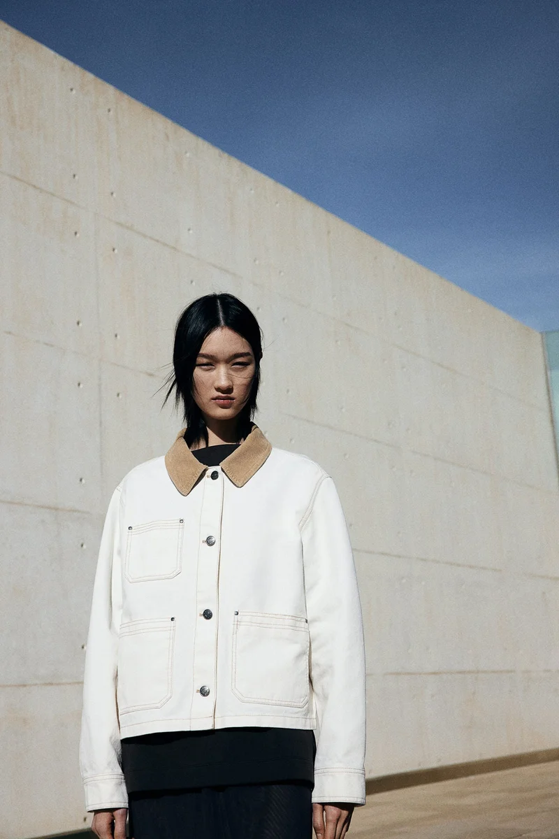 اتش اند ام Corduroy-collar denim jacket