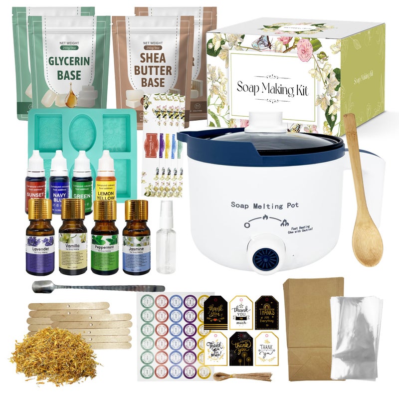 PIUH Soap Making Kit Including Soap Melter, 2lbs Soap Base, Silicone Molds & Scraper, Calendula,4 Fragrance Oils & Dyes for Soap Making,Soap Making Supplies Kits DIY Craft Kit for Adult & Kits - Image 1