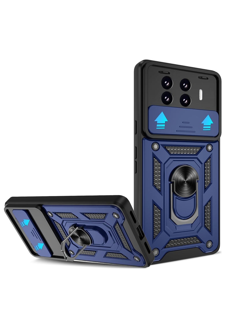 for TECNO Spark 20 Pro+ Case Cover, Slide Camera Lens Cover, Magnetic Ring Holder Kickstand Protective Phone Case for TECNO Spark 20 Pro+, Blue.