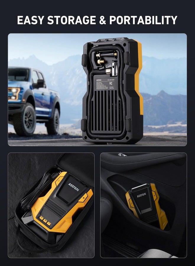 AstroAI AC/DC Tire Inflator Portable Air Compressor for Car, Air Pump for Car Tires, Car Accessories 150PSI with LED Light for Cars, Balls, Motorcycles, and Other CZK-3666 Yellow - Image 5