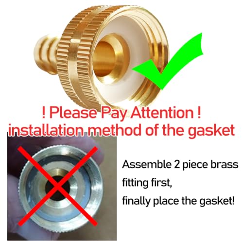 Uenede 2PCS Solid Brass 1/2" Barb x 3/4"GHT Female Garden Hose End Connector Splicer Mender Repair Fitting Include 2 Stainless Steel Clamps - Image 2