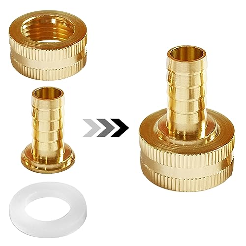 Uenede 2PCS Solid Brass 1/2" Barb x 3/4"GHT Female Garden Hose End Connector Splicer Mender Repair Fitting Include 2 Stainless Steel Clamps - Image 4