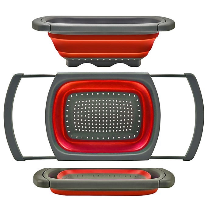 COLANDER COLLAPSIBLE OVER THE SINK VEGGIESFRUIT 6QUART STRAINERS AND COLANDERS WITH EXTENDABLE HANDLES FOLDING STRAINER FOR KITCHEN