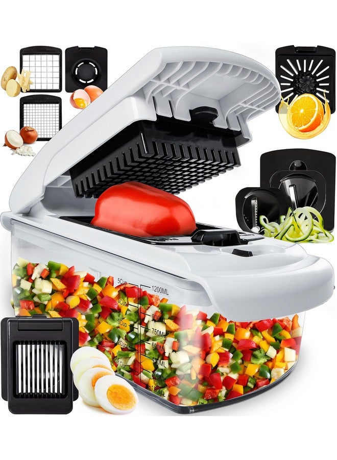 Fullstar Fullstar Vegetable Chopper and Spiralizer - Food Chopper with Container, Fruit Slicer, Kitchen Gadgets & Accessories, Home Essentials (8 in 1, White)  - Image 1