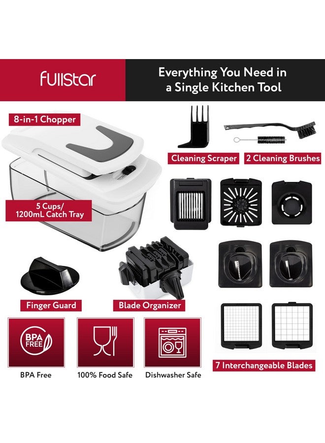 Fullstar Fullstar Vegetable Chopper and Spiralizer - Food Chopper with Container, Fruit Slicer, Kitchen Gadgets & Accessories, Home Essentials (8 in 1, White)  - Image 3