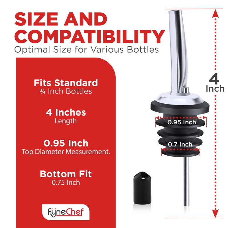 FYNECHEF 48 Pack Stainless Steel Bottle Pourers for Alcohol, Liquor, and Wine - Bar Accessories, Spouts for Bottles and Dispensers - Image 3