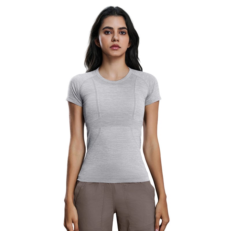 Women's Short Sleeve Crew Neck Sports T-Shirt for Running Yoga, Slim Fit Breathable Top S2067 - Image 5