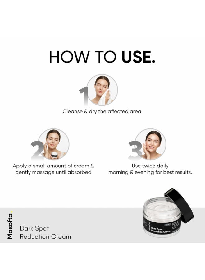 Masofta dark Spot Reduction Cream for Pigmentation, Melasma, Acne Marks, Underarms, Neck with Kojic Acid & Alpha Arbutin - 50g - Image 3