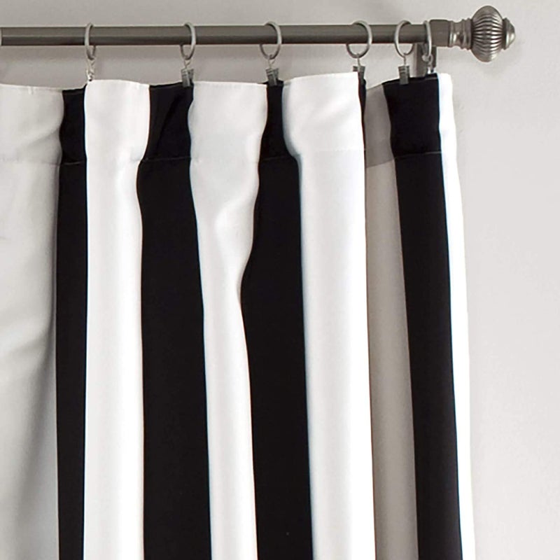 Lush Decor, Black Wilbur Stripe Light Filtering Window Curtain Panel Pair, 108" x 52", 52" W x 108" L - Image 5