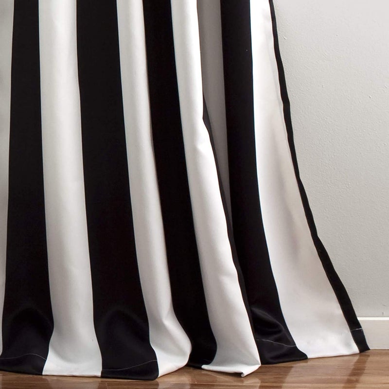 Lush Decor, Black Wilbur Stripe Light Filtering Window Curtain Panel Pair, 108" x 52", 52" W x 108" L - Image 3