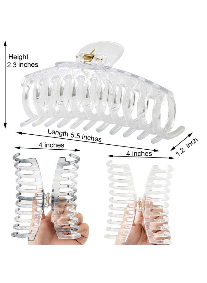 ACCGLORY Accglory 5.5 Inches Extra Large Hair Clips for Long Thick Hair Women’s Jumbo Hair Claw Clips 2 Counts in Set Hair Accessories(clear and grey)  - Image 2