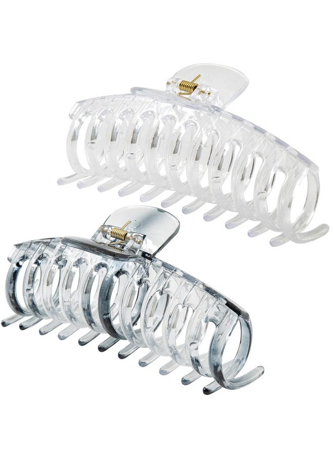 ACCGLORY Accglory 5.5 Inches Extra Large Hair Clips for Long Thick Hair Women’s Jumbo Hair Claw Clips 2 Counts in Set Hair Accessories(clear and grey)  - Image 1