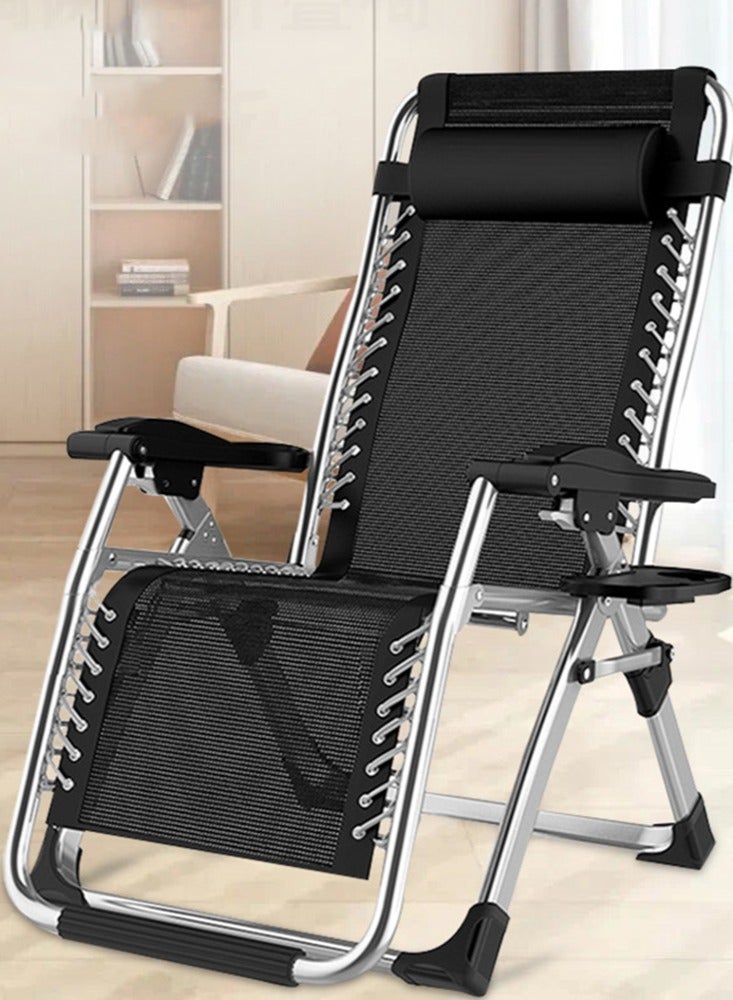 Camping Chair Foldable Reclining Lounge Chair Outdoor Beach Chair Relaxing Chair Modern Leisure Recliner Chair Comfortable Sun Loungers Side Garden Chair for Patio Balcony Pool Garden