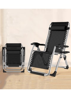 CityRiya-Long Camping Chair Foldable Reclining Lounge Chair Outdoor Beach Chair Relaxing Chair Modern Leisure Recliner Chair Comfortable Sun Loungers Side Garden Chair for Patio Balcony Pool Garden  - Image 2